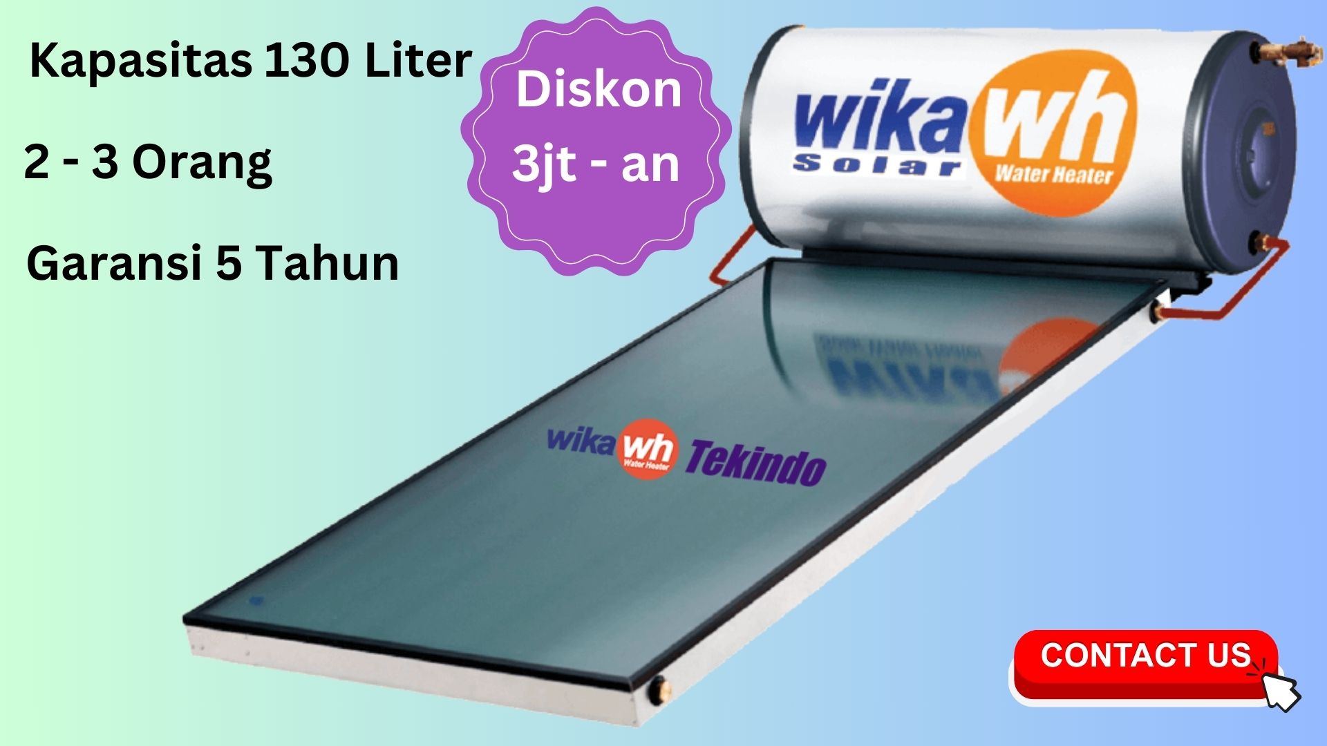 promo wika water heater 130 liter